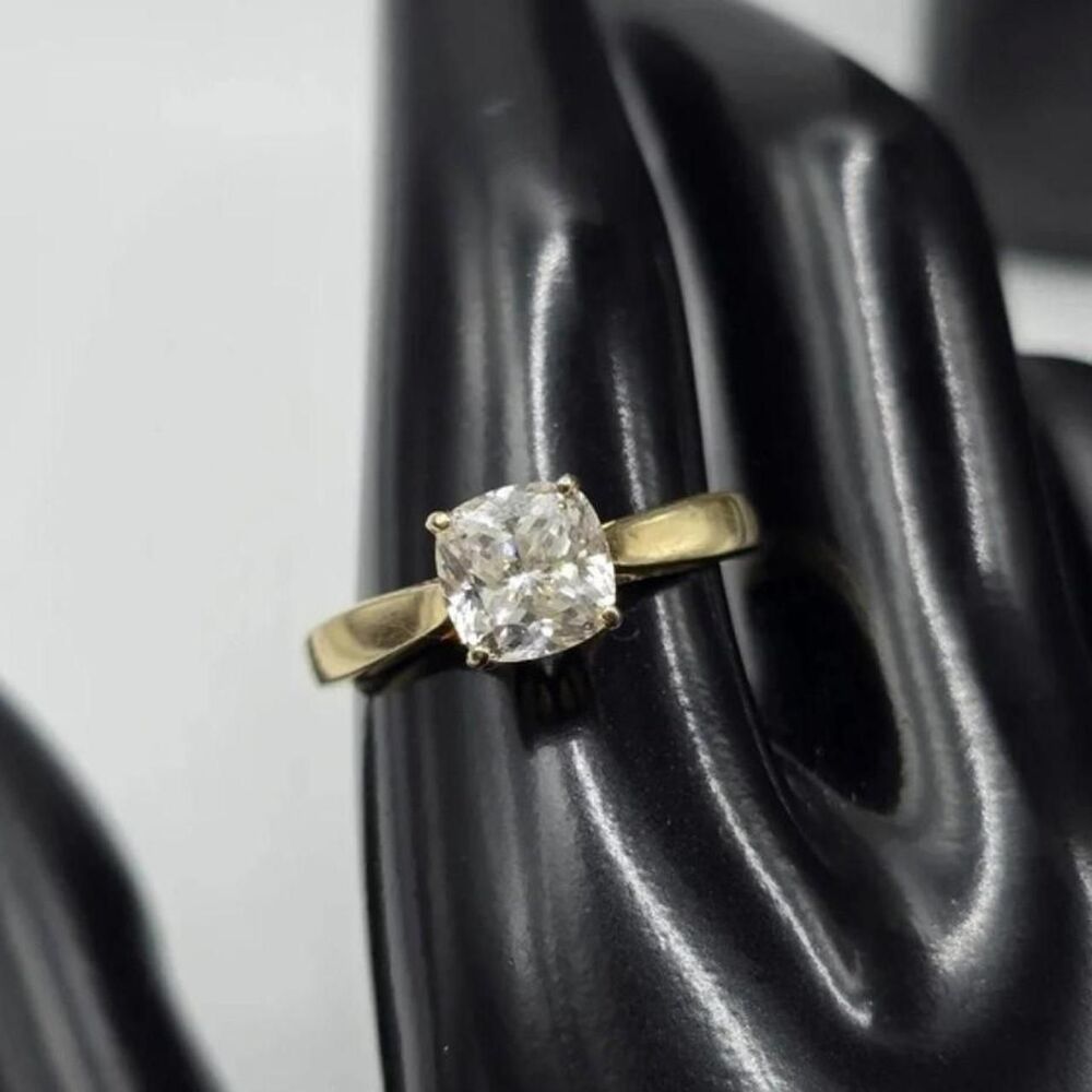 2.36 Ct Cushion Cut Moissanite Solitaire 925 Engagement Ring Size 10.25